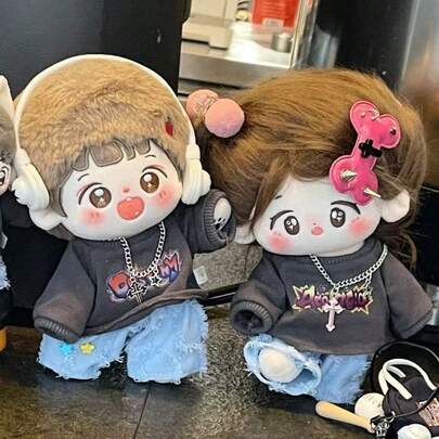 20cm Doll Clothes Suit Collection,Doll Clothing For Dressing Up,Hip Hop Fashion Style Outfit Sets,Clothes For Stuffed Animals,Star Fan Merchandise Doll Clothes,Party Favors,Birthday Gifts(Doll Not Included)