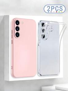 2 件装纯色极简防震透明手机壳，兼容三星 Galaxy S26/S26 Plus/S26 Ultra、S25/S25 Plus/S25 Ultra、A16/A36/A26/A56/A50/A12/A32/A52/A72/A51/A21S/A13/A14、S24/S24 Plus/S24 Ultra、S20/S23/S22、A53、S20 FE、S21 以及 11/12 Pro/12/12X/13 Pro/14 Pro/15 Pro/X3 Pro、10/9/Note 9/12C/Note 11 Pro/Note 8 Pro/9C/9A。 - 彩色 - 查看 2