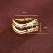 1 chiếc nhẫn nữ thời trang thiết kế đôi lượn sóng đính đá Cubic Zirconia. - Nhiều màu - Xem 6