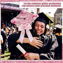 8 Sheets Glitter Inspirational Graduation Cap Topper 9x9 Inch Graduation Cap Decorations Glitter Construction Paper Cardstock With Adhesive Dots For Grad DIY Craft Gift Gold - 粉色 - 查看 5