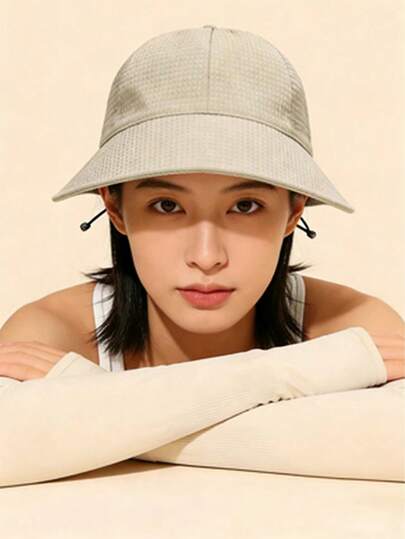 Bộ chống nắng UPF50+ 2 món, mũ tai bèo điều chỉnh được bằng chất liệu dệt kim, ống tay thoáng khí có lỗ xỏ ngón cái, chống tia UV cho các hoạt động ngoài trời, bãi biển, leo núi, lái xe, đồ dùng cần thiết cho mùa hè dành cho nữ.