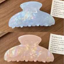 2个粉蓝渐变美人鱼大理石纹发爪夹，优雅高端，适合舞会、派对、下午茶等夏季装扮，沙滩发夹配饰 - 彩色 - 查看 4