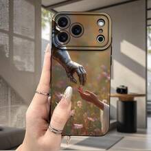 Funda para teléfono: Precio de fábrica al por mayor - Funda premium creativa en negro mate con brazo mecánico tocando una palma humana, diseño artístico con estampado floral y paisajístico.Compatible con iPhone 17/16/15/14/13/12/11/XS/XR/X/7/8 Plus/Pro/Max/Mini - Negro - Ver 7
