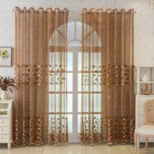 1pc Luxury European Modern Embroidered Velvet Curtain, Semi-Sheer Blackout Decorative Privacy Protection For Living Room & Bedroom - Multicolor - View 5