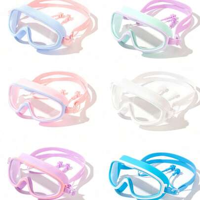 1pc Leak-Proof, Anti-Fog, Wide-View Swimming Goggles With Earplugs; Waterproof And UV-Protective; Suitable For Men, Women, And Teenagers; Comfortable Silicone Seal; Ideal For Pools, Beaches, Diving, And Snorkeling; Pool Supplies, Outdoor Gear, Travel Essentials; A Great Gift For Children.