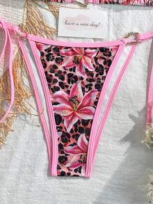 2026 Neuer sexy Damen Strandurlaub Bikini 2-teiliges Badeanzug Set, geeignet für Frühling, Sommer, Neujahr, Valentinstag, Thermalbad, Pool Dates, reizvoller Badeanzug - Korallenfarbene Grundlage mit Leopardenmuster - Übersicht 6