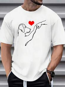 T-shirt natalizia da uomo a girocollo e maniche corte con stampa di cane, casual e versatile per l'estate, comoda e traspirante, capo d'abbigliamento da uomo, articolo popolare - Bianco - Visualizzare 8