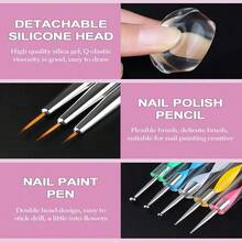 Silicone Nail Stamper Set Tip Nail Stamp Jelly With Scraper- Nail Detail Brush Set Nail Art Brush Pen- Nail Dotting Pen- Nails Art Design Manicure Tools 10pcs Set - Multicolor - View 6