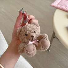 Cute 3D Bow Teddy Bear Brown Plush Earphone Compatible With 1/2, Pro 3/2/4 - Brown - View 4