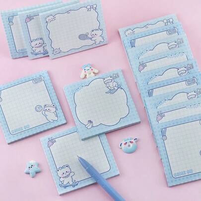 1pc Cute White Bear Sticky Notepad, Inspiration Strikes Anytime, Write Down Plans, Positive Mood Everyday Memo Pad