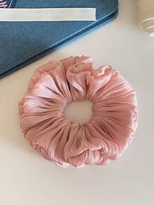 1个女士柔软褶皱花苞发圈，甜美时尚发髻发绳发饰，春季 - 彩色 - 查看 16