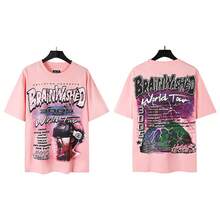 HellST Vintage Streetwear T-Shirt, 100 Percent Cotton Casual Loose Top, Unisex Couple Matching Tee - A792 Màu hồng - Xem 1