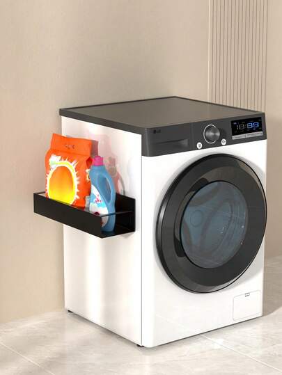 1/2个磁性侧边置物架，适用于冰箱和洗衣机 - 无需钻孔安装，黑色金属表面，壁挂式调料架，可用于收纳洗衣和厨房用品