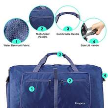 Woogwin - Bolsa de viaje grande plegable impermeable para la noche para playa natación piscina deportes gimnasio - 100 litros azul oscuro - Ver 5