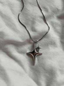 1pc Fashionable Pentagram Pendant Necklace, Suitable For Daily Wear - Multicolor - View 3