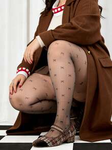 1 par de medias con detalle de lazo de talla grande, sexy, de estilo elegante y lindo para uso diario, citas, primavera, otoño y fiestas - Multicolor - Ver 7