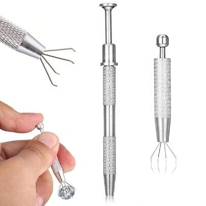 1pc/2pcs/4pcs 4-Claw Jewelry Beads Clamp Holder Tool, Diamond Gemstone Claw Tweezer Clamp Holder Alloy Body Piercing Tool