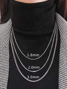 1pc S925 Sterling Silver Ruler Braided Rope Chain Necklace, Women's Chopin Necklace, Hypoallergenic Material, Durable And Fade-Resistant, Suitable For Daily Layering Jewelry, Gift For Her, Length 16/18/20/22/24/26/30 - Silver - View 8