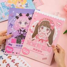 1pc Princess Makeup Dress Up Sticker Book, Children Girls Educational Toy, Anime Princess Makeup Transformation Sticker Book, Girls DIY Fashion Makeover Sticker Interactive Toy, Cultivate Imagination And Fine Motor Skills, Ideal Children Birthday Gift, Party Favor And Travel Companion, Suitable For Creative Play And Handicraft, Beautiful Princess Dress Up Stickers, Makeup Show Sticker Book - Multicolor - View 1