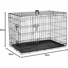 Gabbia per cani di taglia media con 2 vassoi rimovibili e facili da pulire, pieghevole, in metallo, facile da pulire, portatile, 76,2 cm (media 76,2) M1K9 - L 76 x P 46 x H 53 cm - Visualizzare 8