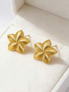 Set di 4 orecchini pendenti a fiore stile francese vintage in oro e argento. Orecchini pendenti grandi da donna in oro, delicati ed eleganti, placcati in oro 14K in acciaio inossidabile, senza nichel, leggeri, ipoallergenici, grandi orecchini floreali estivi, gioielli di moda, adatti per occasioni casual quotidiane e da festa - Dorato - Visualizzare 5