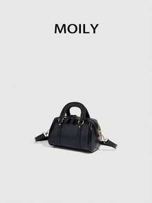 1pc Black Boston Bag, Suitable For Shoulder, Handheld Or Crossbody Carry, Zipper Closure, PU Material, Fashion, Ideal For Daily Commute, Shopping, Travel, Party, Gathering, Cosmetic Storage, Best Gift For Girlfriend And Must-Have Item For Parties - Black - View 11