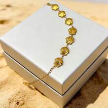 1pc/Vintage Gold Shell Bracelet, Simple & Elegant, Sweet Girl Style, Versatile - Gold - View 5