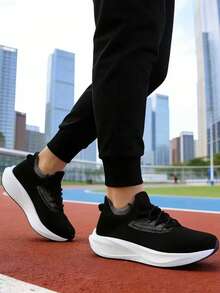 Sepatu Lari Pria Ringan dan Bernapas, Sepatu Kasual Olahraga Anti Selip - Hitam - View 14