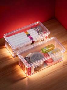 1pc Minimalist Transparent Student Pencil Case, Large-Capacity Desktop Stationery Box, Drawing And Sketching Pen Bag, Portable Multi-Functional Desktop Small Items Storage And Organization Box, Can Store Calculators, Notebooks And Pens - Suitable For School, Office And Travel - Suitable For Students, Professionals, Men And Women, School Stationery Storage Box, Multi-Functional Storage Box, Zipper Closure, Pencil Case - Multicolor - View 4