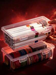 1pc Minimalist Transparent Student Pencil Case, Large-Capacity Desktop Stationery Box, Drawing And Sketching Pen Bag, Portable Multi-Functional Desktop Small Items Storage And Organization Box, Can Store Calculators, Notebooks And Pens - Suitable For School, Office And Travel - Suitable For Students, Professionals, Men And Women, School Stationery Storage Box, Multi-Functional Storage Box, Zipper Closure, Pencil Case - Multicolor - View 10
