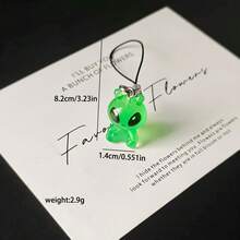 Glow-In-The-Dark Alien Keychain – Cute Resin Extraterrestrial Pendant, Fun Cartoon Charm For Keys, Phone, Bag, Headphone Case, Backpack Accessory, Perfect Gift For Friends - Người ngoài hành tinh khổng lồ A - Xem 4