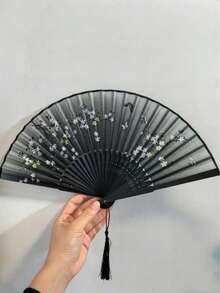 Chinese Style Foldable Hand-Held Fan, Portable Mini Black Fan Suitable For Dancing, Summer Cooling, Beach Travel And Daily Use - A - View 12