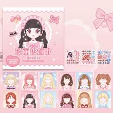 OBOVAY 1本可爱动漫公主化妆换装贴纸书，女孩DIY时尚变身贴纸互动玩具，培养想象力和精细动作技能，理想的生日礼物、派对礼品、旅行伴侣、创意游戏和手工制作，精美公主换装贴纸，化妆秀贴纸书 - 彩色 - 查看 14