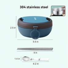 1Pc Plastic/304 Stainless Steel Lunch Box With Tableware, Portable Sealed Leak Proof Bento Box, Microwave Friendly, Fruit Salad Food Container, Reusable Rice Bowl, Suitable For Student And Adult Use In School, Office, Outdoor Camping, Picnic, Travel,Back To School - Multicolor - View 16