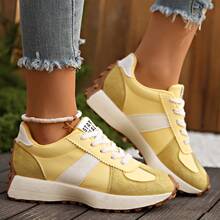 Zapatos cómodos para correr con cordones para mujeres - Ligeros, para todas las estaciones, suela de goma duradera y antideslizante - Amarillo - Ver 6