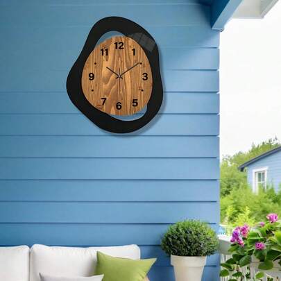 AUOKmall 1 chiếc đồng hồ treo tường họa tiết vân gỗ/đen trắng trừu tượng, đồng hồ nghệ thuật không tiếng ồn, trang trí nhà cửa theo phong cách cổ điển, phù hợp cho nhà bếp, phòng khách, phòng ngủ, văn phòng, phòng ăn, sân vườn, quà tặng lý tưởng (Không bao gồm pin)