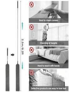 Extendable Crevice Duster Cleaning Tool, Includes 2 Washable Microfiber Dust Cloths, Telescopic Long Handle Duster Brush With Bendable Microfiber Head, Home Cleaning Set For Ceiling Fan, Furniture, Windows, Cobwebs, High & Low Areas, No Ladder Needed - Dust Duster - View 4