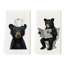 1pc Black Bear Pattern Kitchen Towel, Bathroom Towel, Dish Cloth, Cute Style, Absorbent & Quick Drying, Super Soft Microfiber Material, Rectangular 40*60CM Digital Printing, Suitable For Home Kitchen Decor, Outdoor Party Decoration - Multicolor - View 12