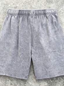 Pure Cotton Washed T Shirt And Shorts Set Vonn Dutch Print Soft Comfortable Perfect For Daily Outfits Outdoor Activities Fitness And Travel Resistant To Dirt Easy To Clean Easy To Put On And Take Off Fashionable Versatile Ideal Gift For Relatives And Friends High End Texture - 灰色 - 查看 3