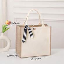 INS Style Patchwork Tote Bag For Women, Large Capacity Commuter Handbag, Minimalist Versatile Shopping Bag, Multiple Sizes Available - Apricot - View 13