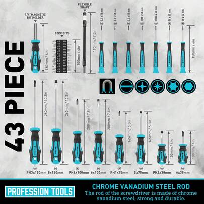 43pcs Magnetic Multi-Function Screwdriver Set With Storage Box, Chrome Vanadium Steel Repair Tool Kit, Professional Screwdriver Set With Flexible Extension Shaft And Bits, Magnetic Screwdriver Repair Tools, Suitable For Home Repair, Auto Repair, DIY, Furniture Assembly, Electronics Maintenance, Appliances, Furniture And More