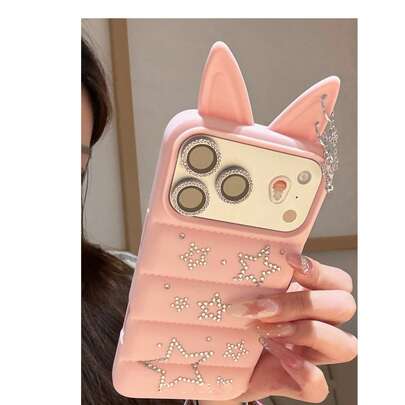 Ốp điện thoại Niche Ins Sequin Star Down Jacket tương thích với Apple 17 Pro Max, 15 Pro, 16 Pro, chống rơi vỡ, thiết kế mới dành cho nữ.