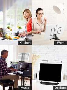 1pc Portable Adjustable Reading Stand, Suitable For Cookbooks, Sheet Music, Laptops On Desktops, With Page Fixing Device - Rectangle - View 2