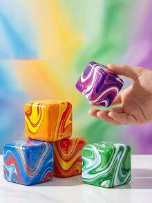 Creative Multi-Color Swirl Block Design, Super Soft Taffy-Like Texture With Slow Rebound, Can Be Squeezed And Stress Relieved. Slowly Rebounds After Squeezing, Effectively Relieves Anxiety And Releases Pressure. - Multicolor - View 3
