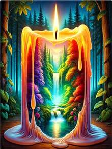 20-30-40 厘米钻石画套装，5D 手工 DIY 彩色蜡烛装饰，惊喜礼物 - 彩色 - 查看 15