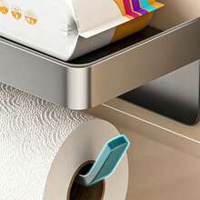 No-Drill Tissue Paper Holder, Waterproof Wall-Mounted Toilet Paper Dispenser, Bathroom, Entryway, Kitchen - Paper Holder - View 3