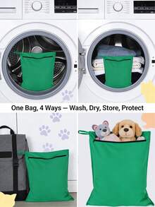 Thick & Durable Pet Laundry Bag - Extra Thick Anti-Tear Pet Hair Collection Bag For Washing Machine And Dryer, Reusable Large Mesh Laundry Bag For Pet Bedding, Blankets, Towels, Cat Hair Remover - Green - View 3