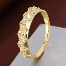 1pc Geometric Foldable Heart-Shaped Synthetic Zirconia Inlaid Ring, Holiday Gift For Women - Multicolor - View 8