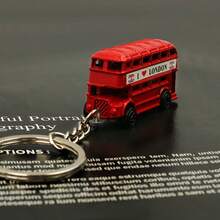 1pc Creative Keychain, Telephone Booth, Bus, Mailbox Design Keychain Souvenir Gift, Keychain (Random Style) - Burgundy - View 6