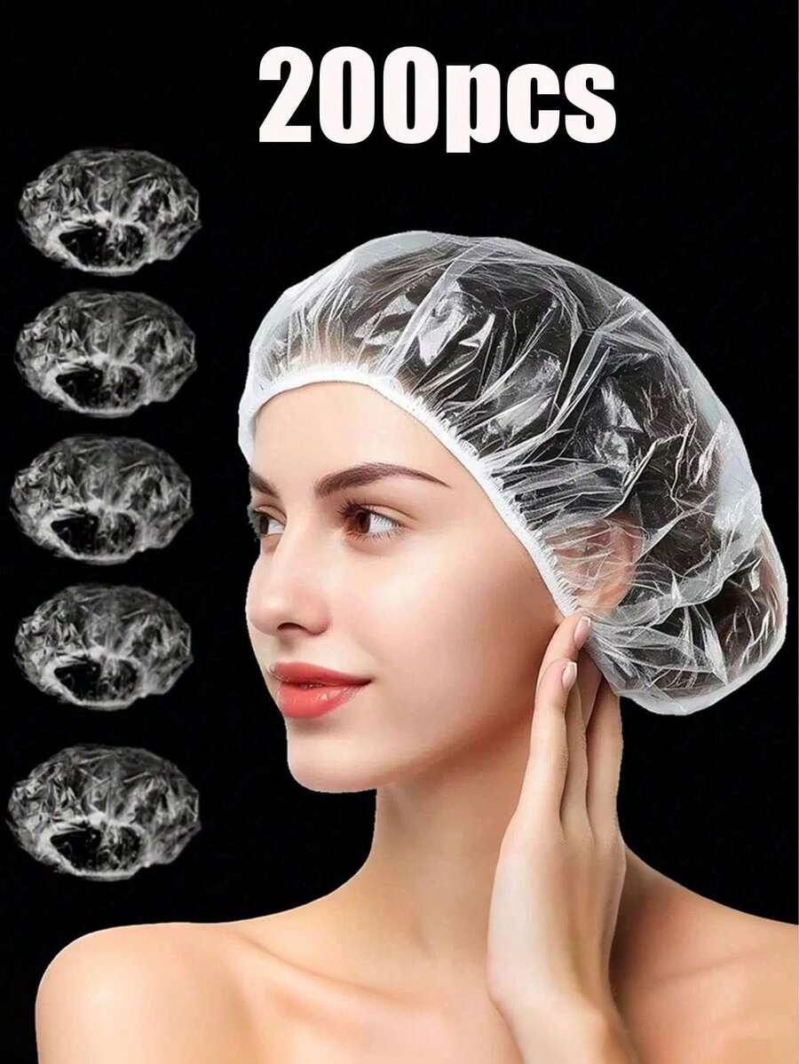Bộ 100/50/200 chiếc mũ tắm co giãn dày dặn, chống thấm nước, có thể tái sử dụng và dùng một lần, bảo vệ tóc, thích hợp cho tiệm làm tóc, spa và tắm rửa hàng ngày. - Nhiều màu - Xem 1